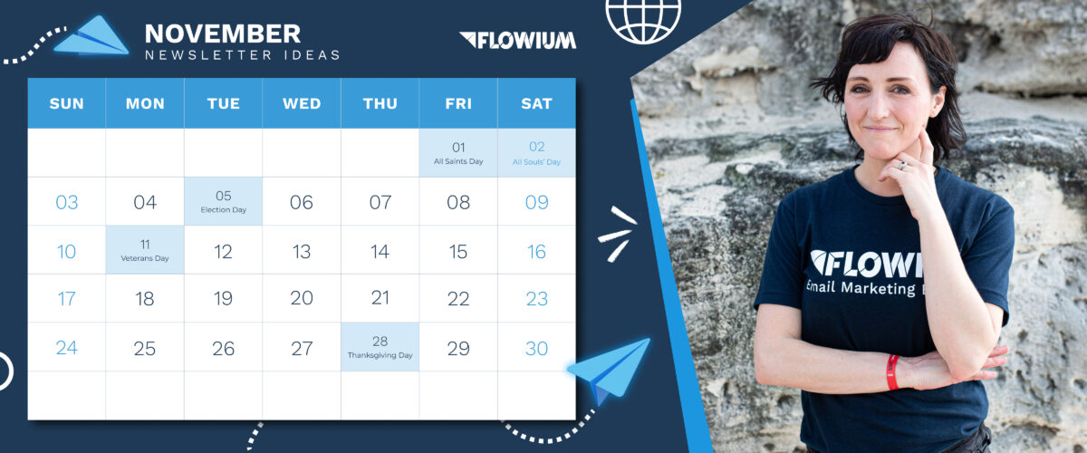 Cassidy Paulus, Flowium`s Client services director stands beside a Flowium November calendar.