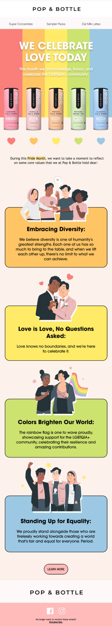Pride month email example.