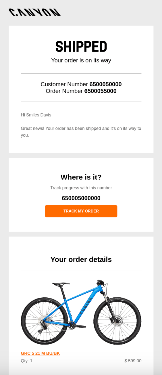 Notification email