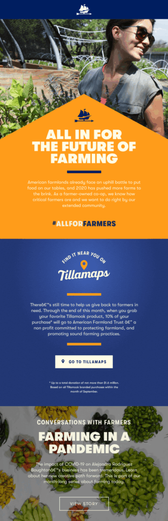 Email design for National Farmers Market Week.