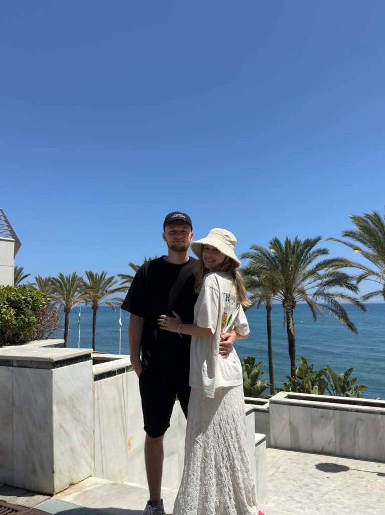 Liana Horbova with her boyfriend.