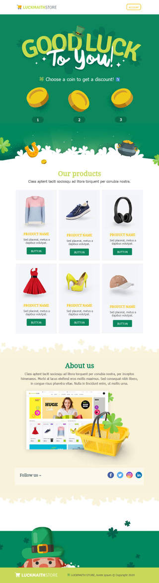 Email design for St. Patrick's Day.