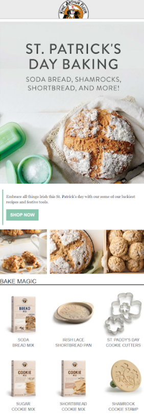 Email design for St. Patrick's Day.