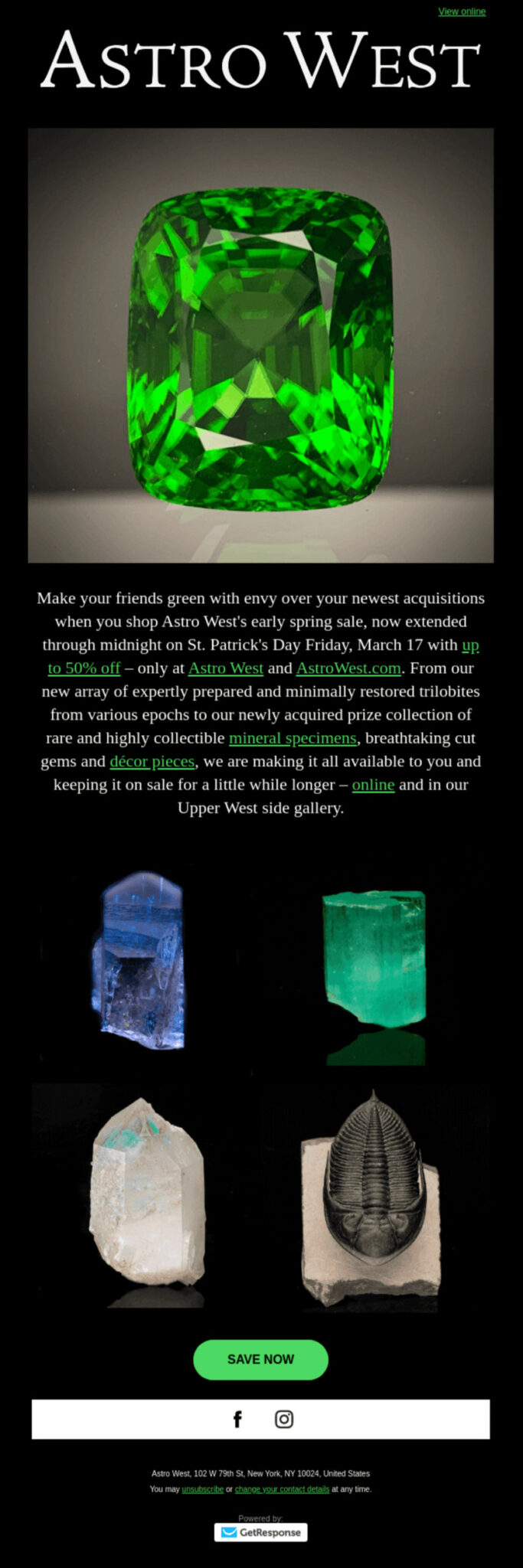Email design for St. Patrick's Day.