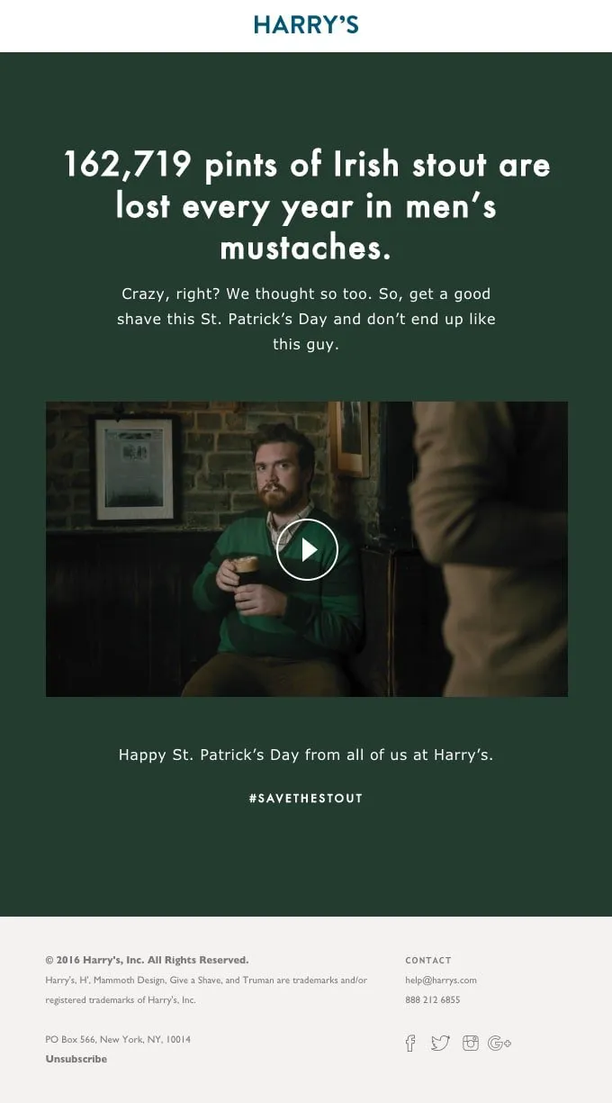 Email design for St. Patrick's Day.