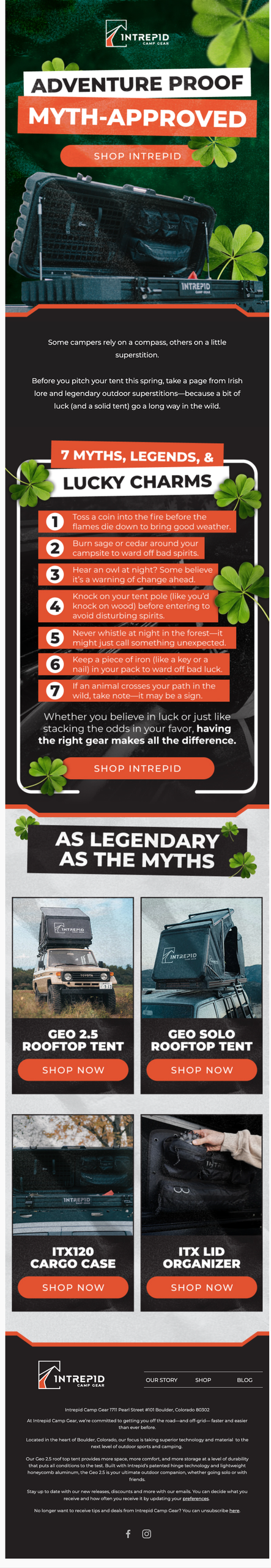 Intrepid email design for St. Patrick's Day.