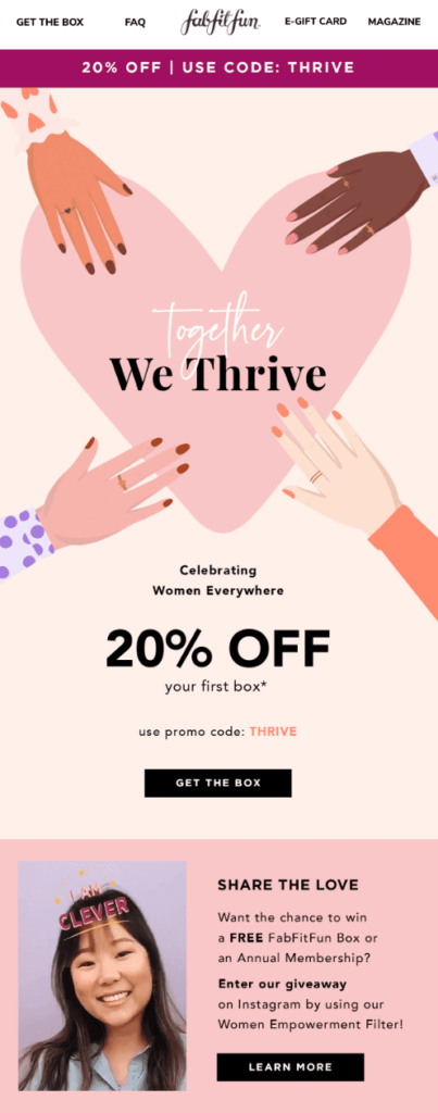 Together We Thrive email by fabfitfun.