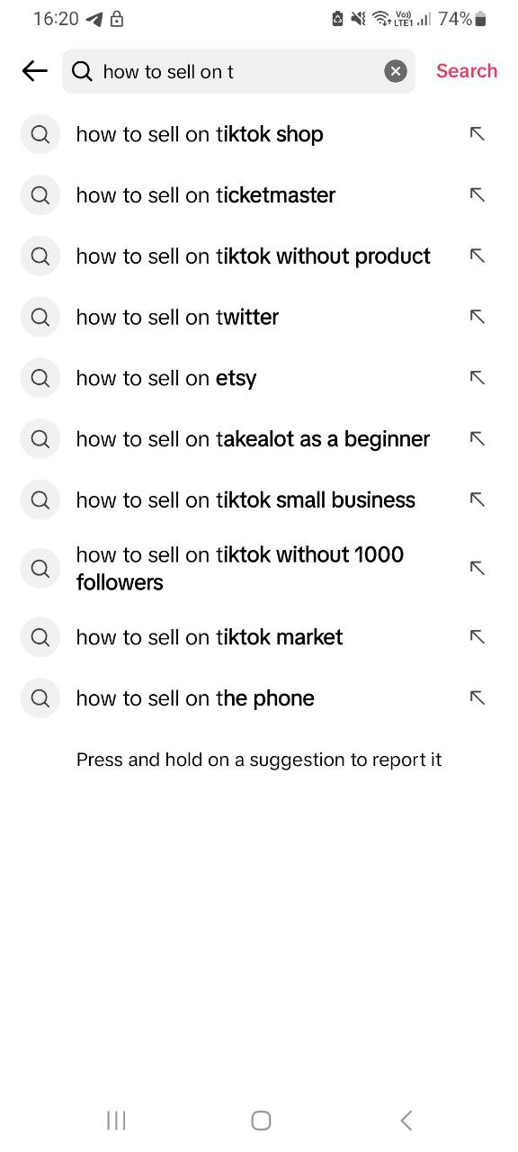 tiktok search bar