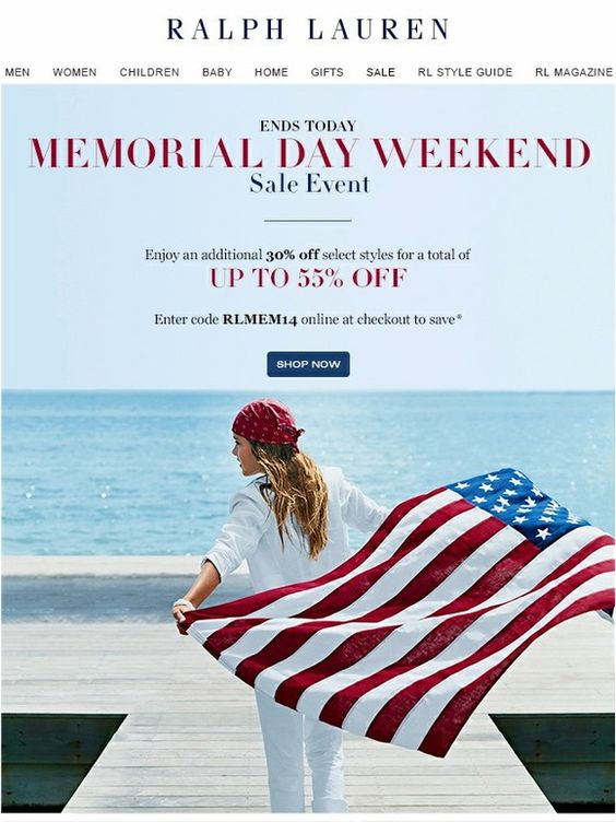 Memorial day sale email design.