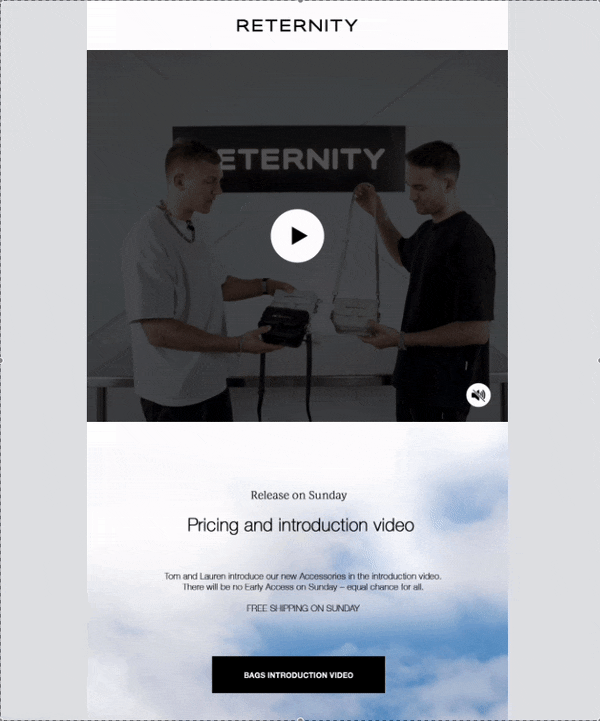 Sample of inserting GIF of the video in email.