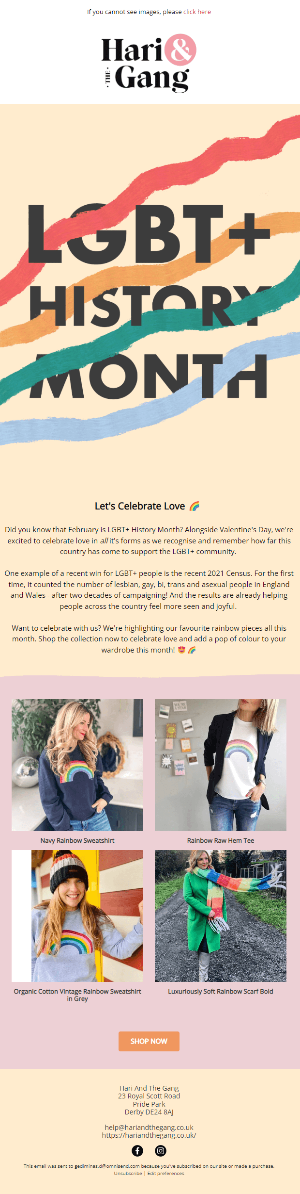 LGBT history month email by Hari and Gang.