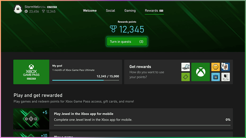 An illustration of the Xbox store page set against a green background, emphasizing different games and available special offers, rewards, bonuses and other incentives.