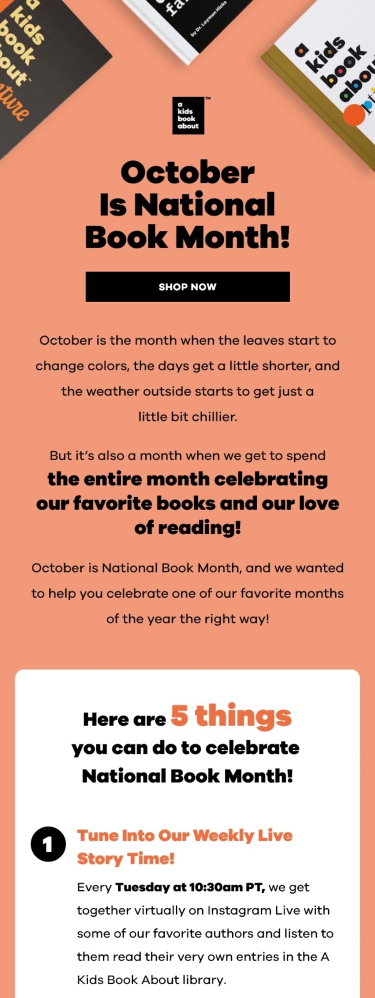 Book month email example.