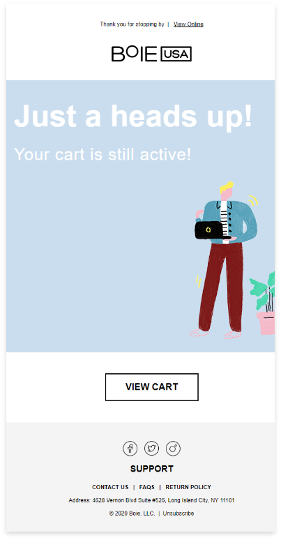 Cart and browse abandonment campaigns for BOIE.