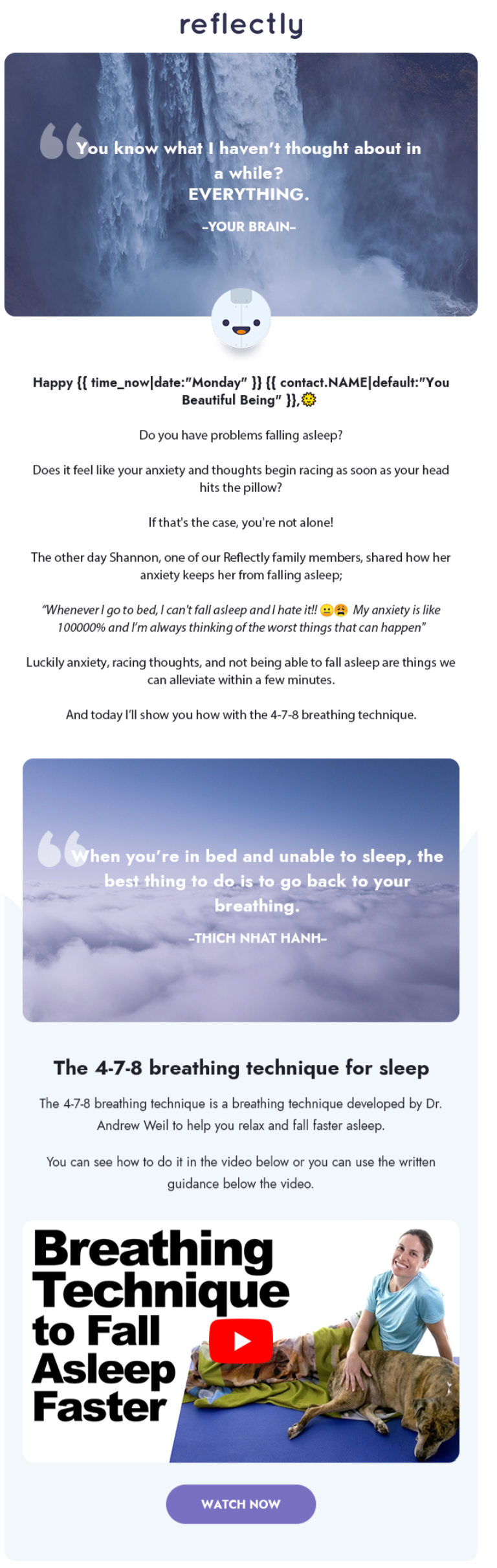 Inboxarmy email design campaigns for reflectly example.