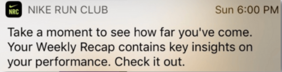 Push Notification Nike example.