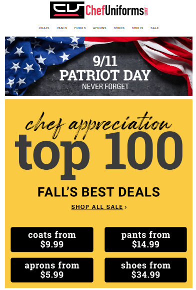 Patriot day example email design.