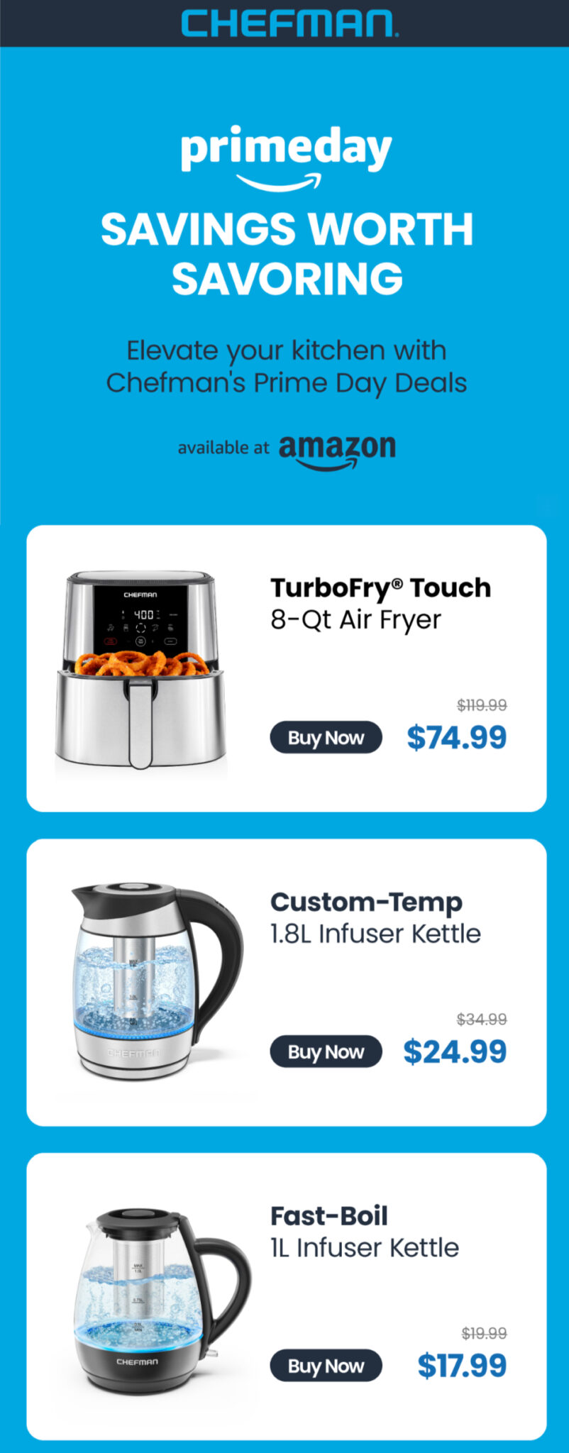 Prime day email by Chefman.