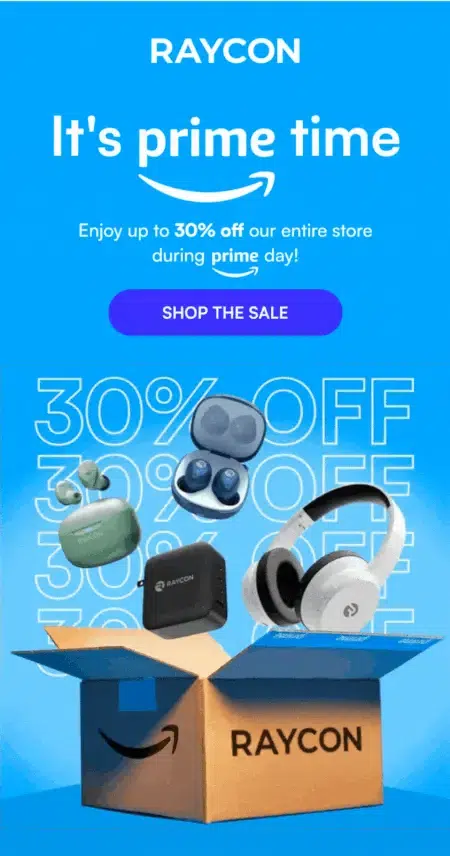 Prime day email by Raycon.