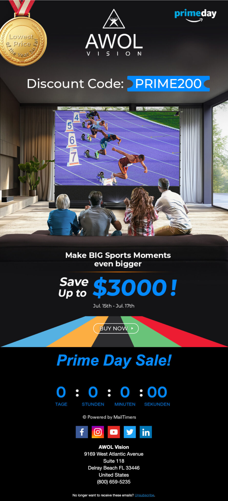 Prime day email by Awol Vision.