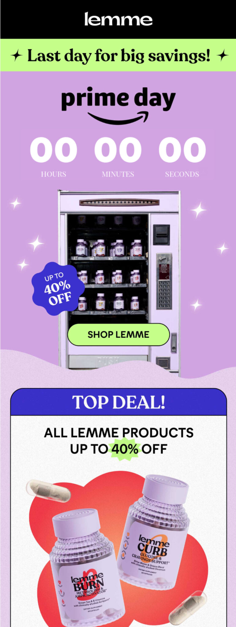 Prime day email by Lemme.
