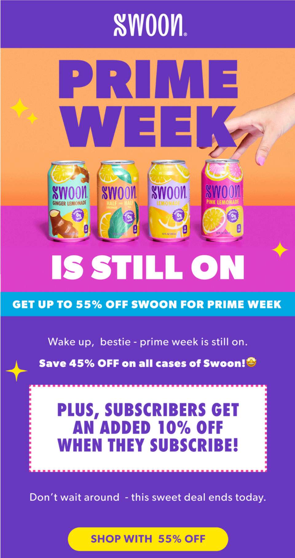 Email design for Prime Day by Swoon.