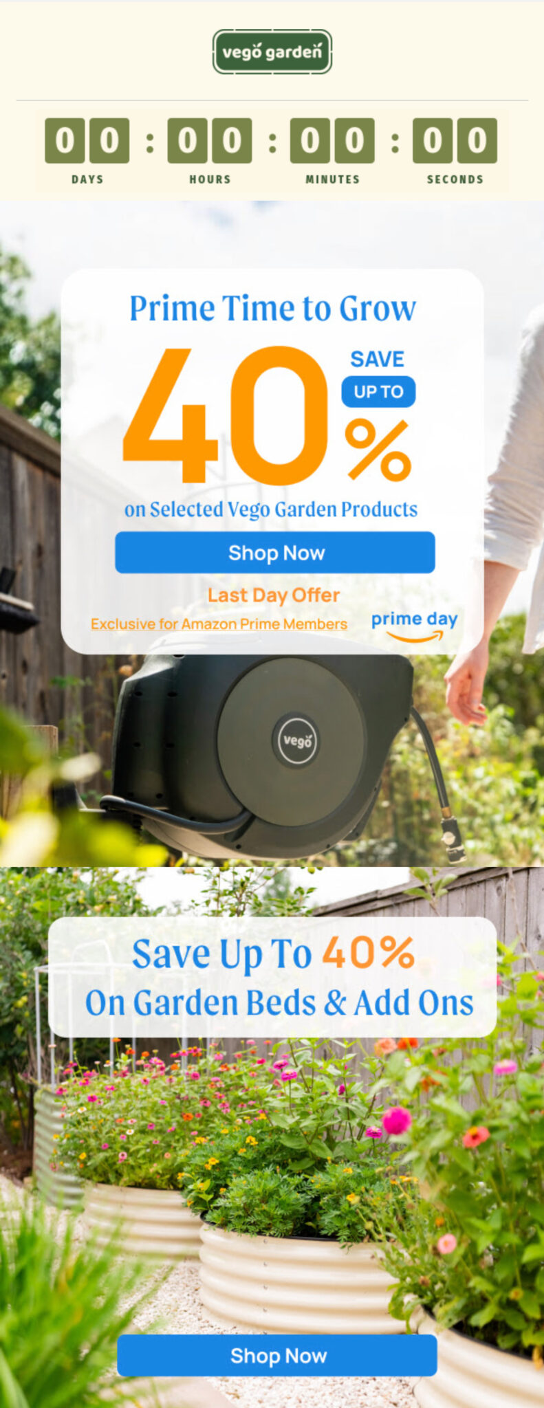 Prime day email by Vego Garden.