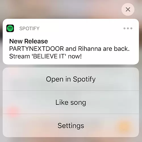 Push Notification Spotify example.