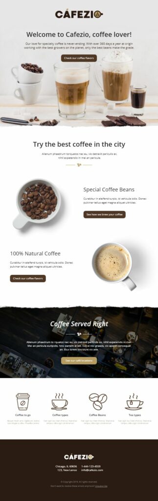 A modern coffee shop website design featuring cappuccino-themed elements for Cappuccino Day celebration.