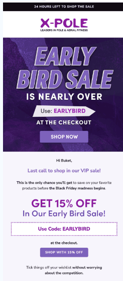 Early bird sale for X-Pole: last chance to grab exclusive deals on premium pole dancing equipment.