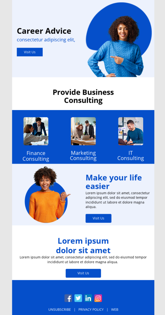 A career advice email template.
