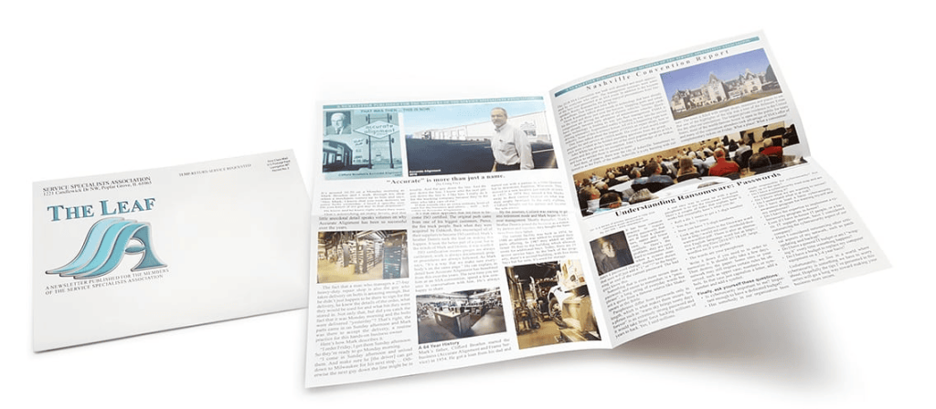 A folded newspaper illustrating content from a newsletter.