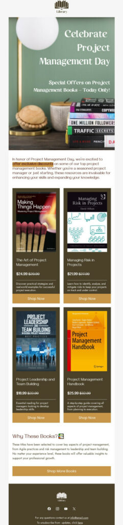 An example of email for Project Manager Day celebrations.