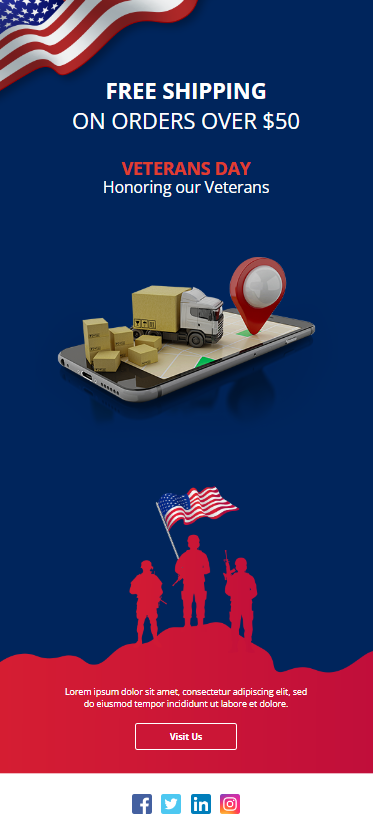 Veterans Day promotion: Enjoy free shipping on orders over $50 to honor our heroes.