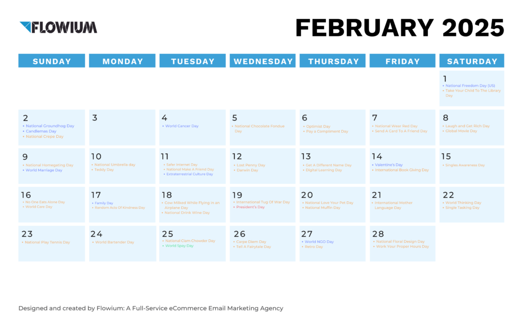 Flowium calendar for December.