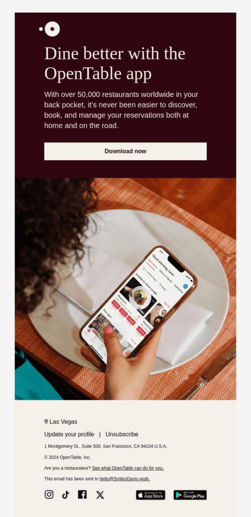 Visual representation of the OpenTable app, emphasizing improved dining choices and convenience.