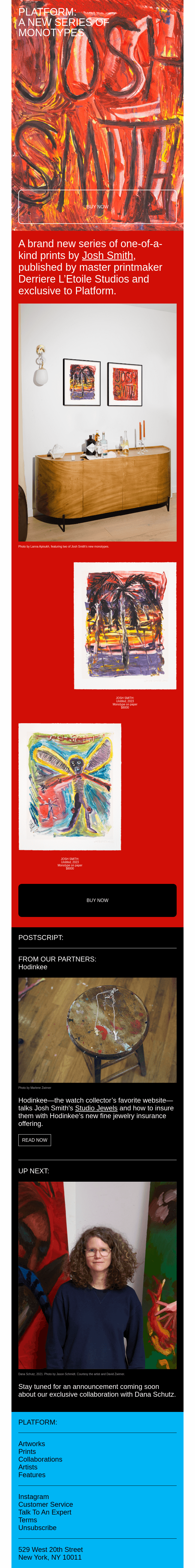 Screenshot of the art gallery's website showcasing various artworks and exhibitions.