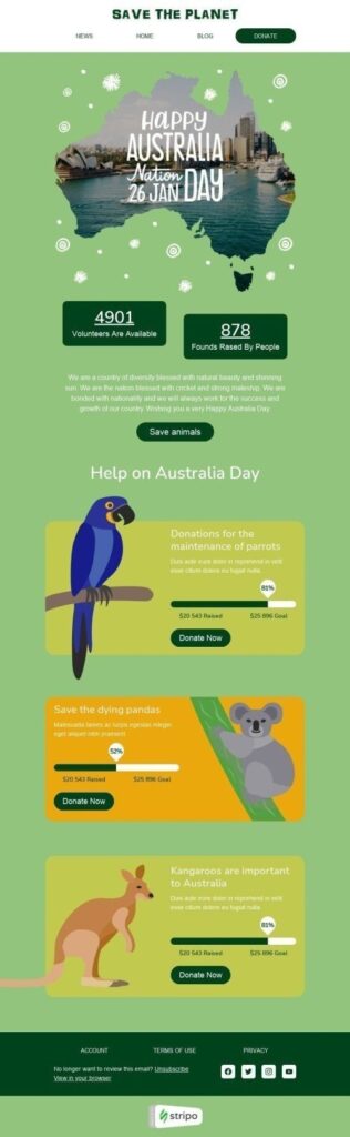 Save the Planet Day infographic from Australia, featuring statistics and tips for promoting sustainability and conservation.