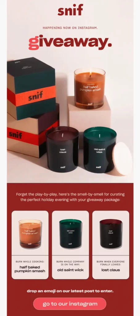 A flyer promoting a Candlemas Day candle giveaway, featuring vibrant colors and enticing scents of various candles.