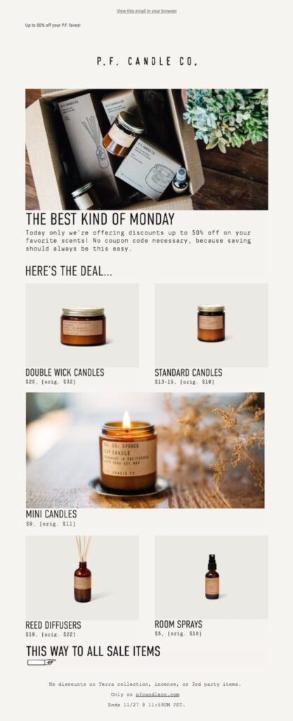 A visually appealing newsletter titled "The Best Kind of Monday," featuring themes of Candlemas Day and winter festivities.