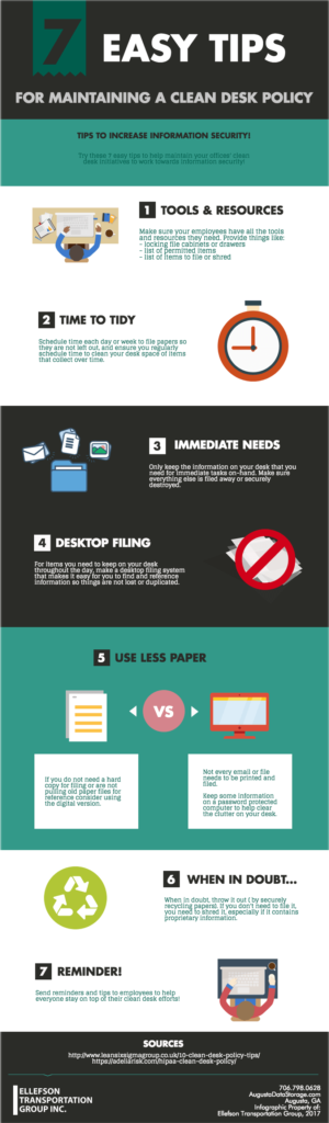 Easy tips for a cleaning policy, promoting tidiness and organization on Clean Your Desk Day.