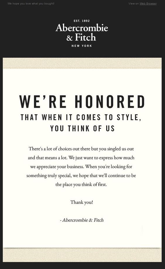 A stylish Abercrombie & Fitch email celebrating Compliment Day with trendy outfits and a welcoming vibe.