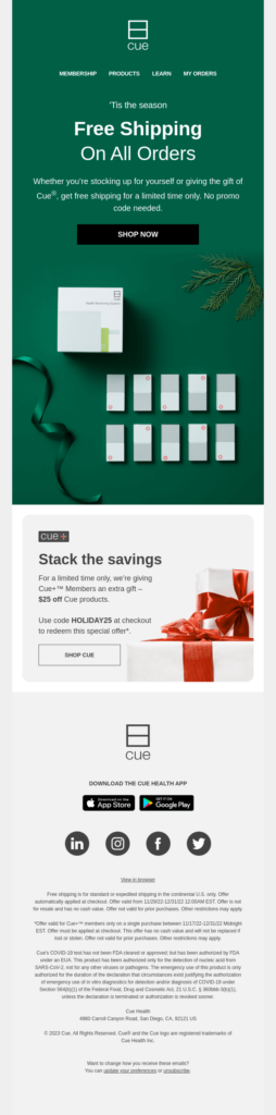 Email design of the company's website displayed on a computer screen, showcasing its design and layout.
