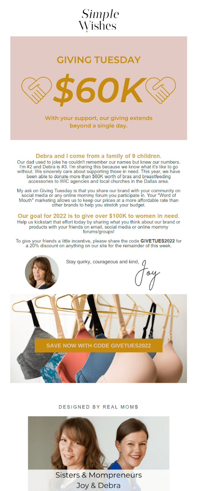 Email design for the Giving Tuesday event, featuring details about donations and community support initiatives.
