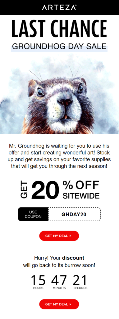 Image of a coupon code for Arteza, featuring a promotional offer for discounts on products or services.