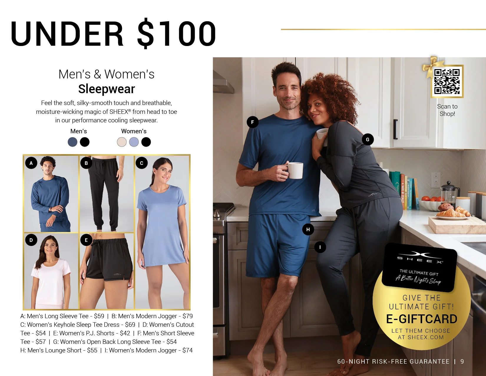 Lookbook email showcasing women's pajamas on sale for $100.