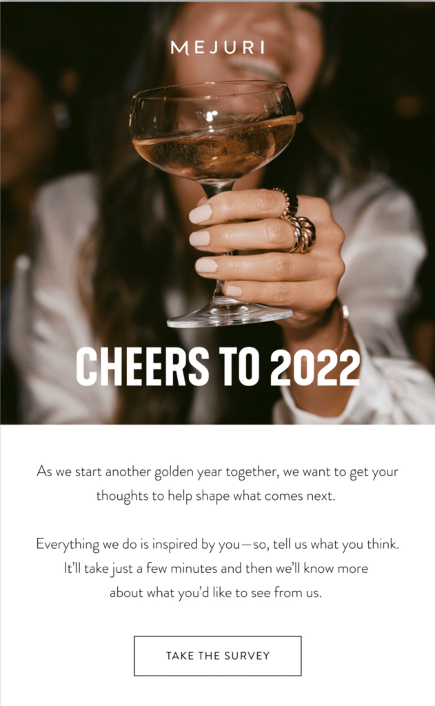An illustration for a New Year email, showcasing "Cheers to 2022" in a vibrant and celebratory style.