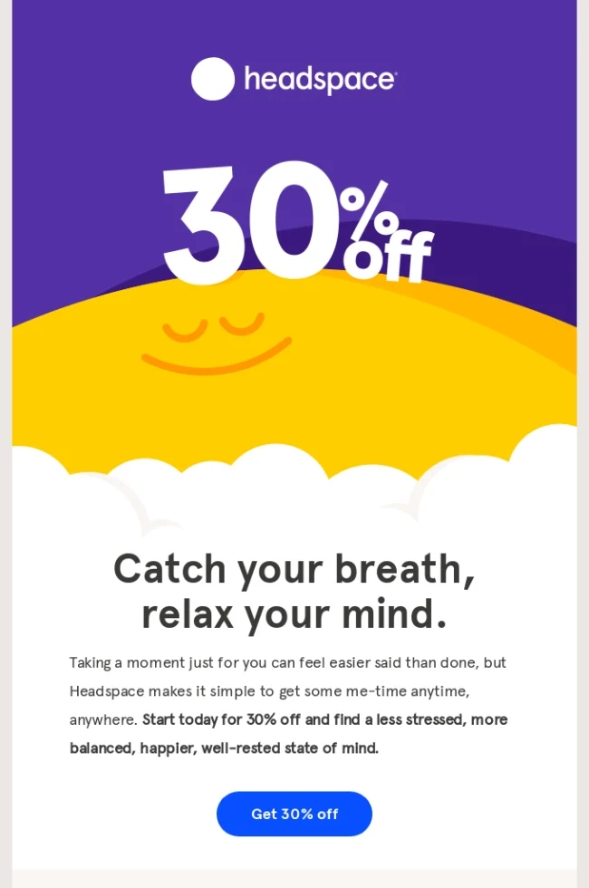 Eye-catching advertisement featuring "30% off" prominently displayed to attract customer attention.