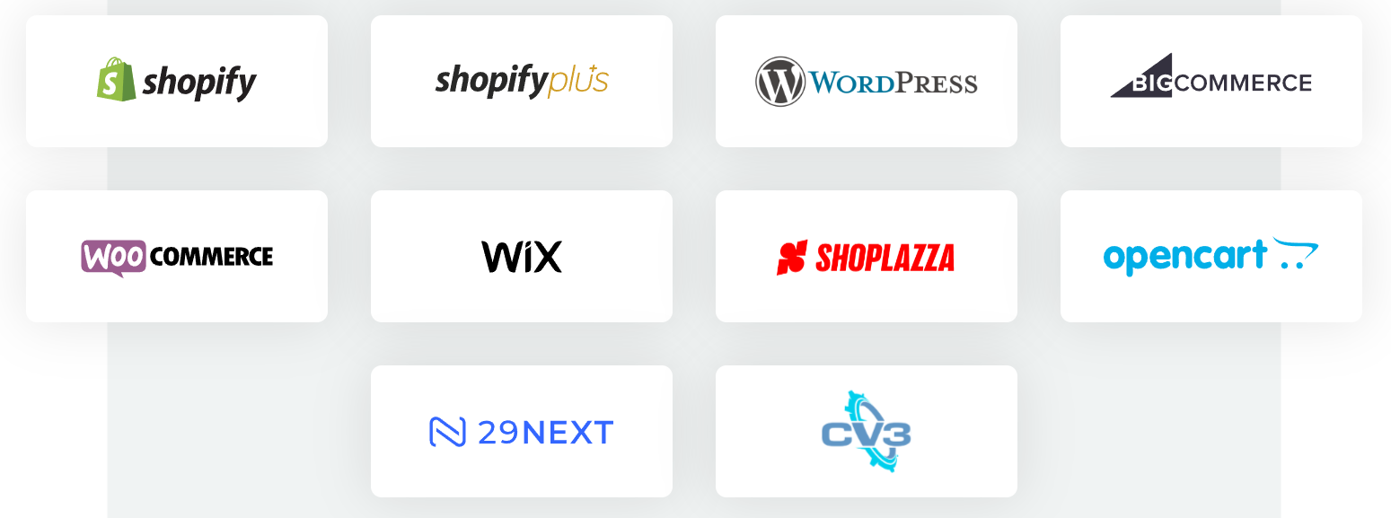 Multiple logos arranged on a white background, representing different integrations with Omnisend.