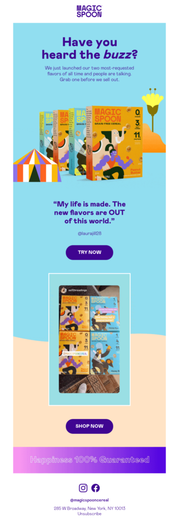 Eye-catching flyer "Have You Heard of the Buzz?" featuring a peanut butter theme.